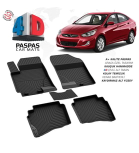 Hyundai Accent Blue 4D Araca Özel Havuzlu Kauçuk Paspas 2010 ve-2017