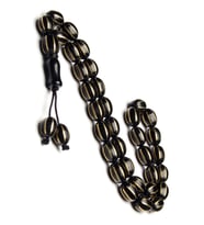Yedek Habbeli 7.5x10.5mm Karpuz Kesim Oltutaşı Tesbih (Siyah)