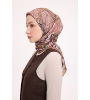 Dört Mevsim Antik Motif Viskon Velora Eşarp 6419 (Toz Pembe)