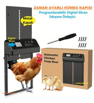 Kümes Kapısı Zaman Ayarlı Digital Ekran (Metal Kapak + Sıkışma Önleyici)