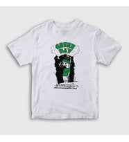 Presmono Unisex Çocuk Beyaz Burnout Green Day T-Shirt 395801tt