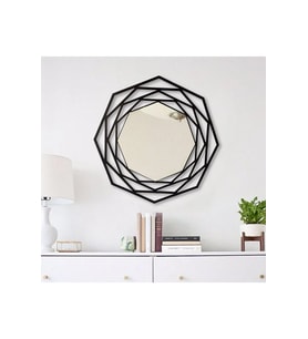FAVdecor Dekoratif Metal Duvar Aynası, Modern Eşsiz Ayna, Tam Boy Ayna, Modern Ev Aynası 60 x 60 Cm