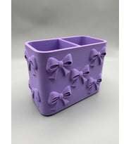 3D Baskı Fiyonk Desenli Bölmeli Kalemlik - Masaüstü Organizer - Mor