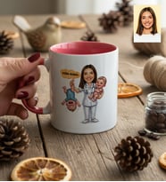 Kişiye Özel Karikatürlü Ebe Kupa Bardak Tıp Bayramı Hediyesi
