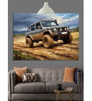 Arazi Jeep Offroad Dekoratif Kanvas - Mdf Ahşap Tablo