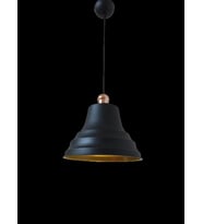 Dylight Retro Metal Bakır Duylu Siyah içi Gold Tekli Sarkıt Avize Çap.27 cm