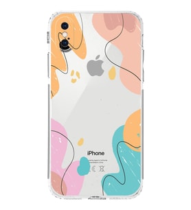 Apple iPhone X Uyumlu Kamera Korumalı Tıpalı Kapak Karışık Renkler Tasarımlı Şeffaf Kılıf