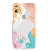 Apple iPhone X Uyumlu Kamera Korumalı Tıpalı Kapak Karışık Renkler Tasarımlı Şeffaf Kılıf
