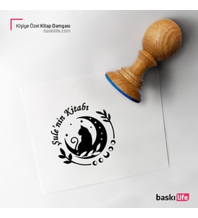 Kedi Kişiye Özel Kitap Damgası Kitap Mührü Kaşe Kitap Mühür Özel Damga 389