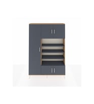 Arges Dolap 10 Raflı 5 Kapaklı 132x30x195 Çam-Antrasit/Antrasit