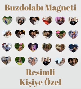 Kişiye Özel Fotoğraf Baskılı Kalp Buzdolabı Magneti 8x7 cm (24 Adet)