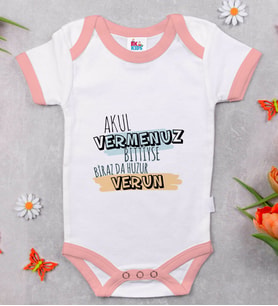 BK Kids Akul Vermenuz Bittiyse Tasarımlı Pembe Bebek Body Zıbın-1