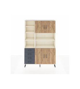 Arges Dolap 9 Raflı 4 Çekmeceli 4 Kapaklı 132x30x195 Aytaşı-Çam/Antrasit