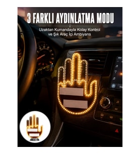Mey İthalat® Uzaktan Kumandalı El Orta Parmak Led Araç Camına Özel Yeni Nesil