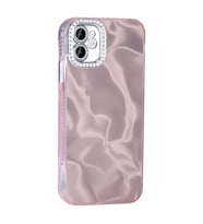 iPhone 12 Kılıf Airbagli Parlak Taş Detay Tasarımlı Esila Kılıf (Pembe)