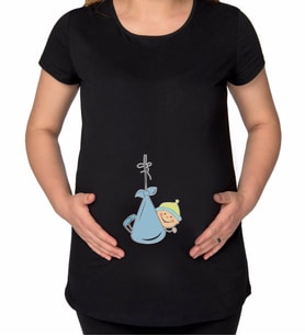 BK Gift Erkek Bebek Tasarımlı Siyah Hamile Tişört-2