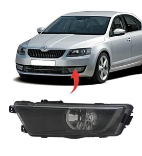 Skoda Octavia Sol Sis Farı Siyah 2013-2017 5E0941701C