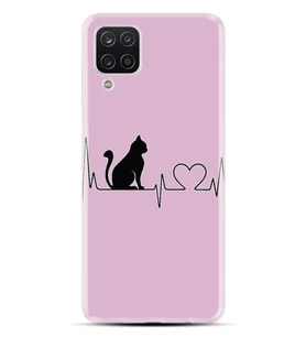 Kılıfland Samsung Galaxy A12 Kılıf Desenli Silikon Resimli Kapak Pink Cat Heart Kılıf 1303