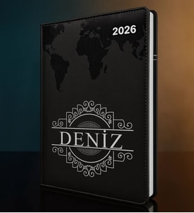 BK Gift Kişiye Özel İsimli Termo Sert Kapak 2026 Siyah Ajanda -12, Öğretmenler Günü Hediyesi, Yeni İş Hediyesi