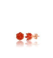 925 ayar gümüş, Orange taşlı Rose kaplama Lotus Çiçeği küpe (STD)