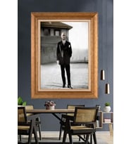 Altın Varaklı Çerçeveli Paspartulu Atatürk Tablo DC1194 (Gold)