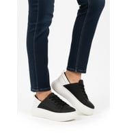 Ayakmod Siyah Beyaz Kalın Taban Bağcıklı Unisex Spor Ayakkabı OZ-03 Z (Siyah - Beyaz)