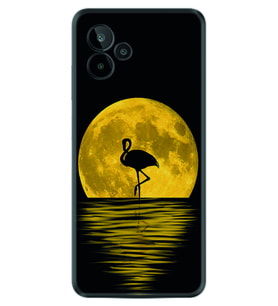 General Mobile GM 24 Pro Kılıf Silikon Desen Özel Seri Ay ve Flamingo 1775