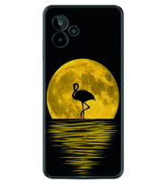 General Mobile GM 24 Pro Kılıf Silikon Desen Özel Seri Ay ve Flamingo 1775