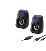 Masaüstü Hoparlör 1+1 USB + 3.5mm LED - Siyah HD6054