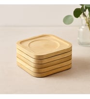 Bambu Ahşap Kare Çay Tabağı 9.7x9.7 cm - 6'lı Set