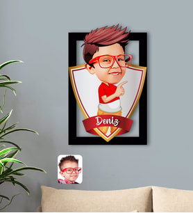 BK Gift Kişiye Özel İsimli Erkek Çocuk Karikatürlü 3D Ahşap Tablo-1