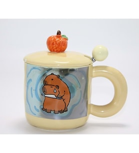 3D Capybara Desenli Porselen Kupa Bardak