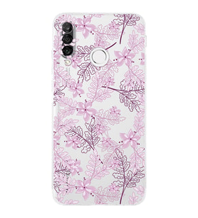Huawei P30 Lite Kamera korumalı Kapak Floral Pudra Tasarımlı  Şeffaf Kılıf