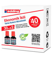 Edding BT30 Yazı Tahtası Kalemi Mürekkebi 30 ml. x 2'li Kutu KIRMIZI 