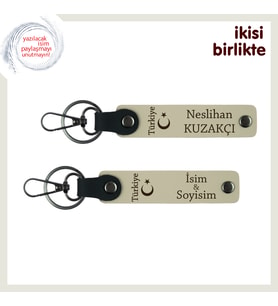 Aşkınıza Anlam Katan Temalı Hediye – Ayyıldız ve Türkiye Kişisel Anahtarlık, Sütlü Kahve-S Kahve