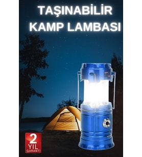 Büyük Boy Güneş Enerjili Kamp Feneri Işıldak Lamba USB Şarjlı