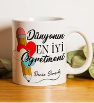 Öğretmenler Günü Kişiye Özel Kalem Tasarımlı Kupa