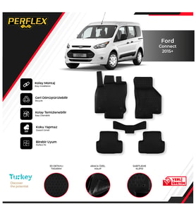 Ford Connect 2015+ 3D Havuzlu Paspas (Siyah - Beyaz)