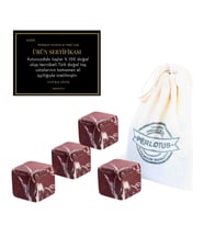 Perlotus Vişne Mermer Viski Taşı  4’lü Bez Keseli Hediye Paketli Set (Bordo)