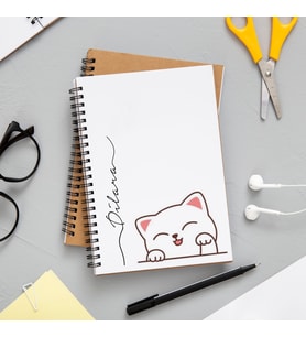 Sevimli Kedi Baskılı Defter Kişiye Özel