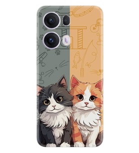 Oppo Reno 13F Kılıf Boutique Baskılı Resimli İkiz Kediler Pcode -086