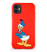 Apple iPhone 11 Soft Premier Kapak Donald Duck-D Tasarımlı Silikon Kılıf - Kırmızı (Şeffaf)