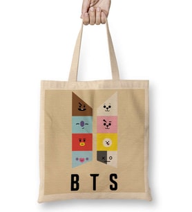 Bts BT21 Karakterleri Bez Çanta Uzun Saplı