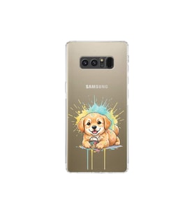Samsung Galaxy Note 8 ile Uyumlu Splash Köpek Tasarımlı Şeffaf Silikon Kılıf