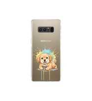 Samsung Galaxy Note 8 ile Uyumlu Splash Köpek Tasarımlı Şeffaf Silikon Kılıf