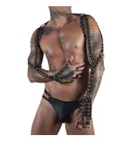 Lastik ve Halka Detaylı Sıradışı Kol Harness (Siyah)