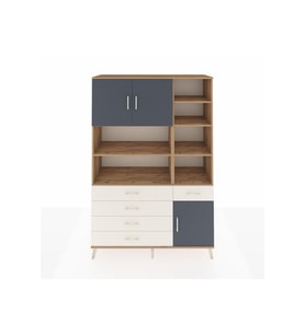 Hyperion Dolap 9 Raflı 5 Çekmeceli 3 Kapaklı 132x44x195 Çam-Antrasit/Aytaşı