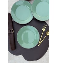 6 Kişilik 19 cm Yeşil Porselen Pasta Sunum Tabak Takımı