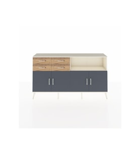 Arges Konsol 4 Raflı 4 Çekmeceli 4 Kapaklı 176x30x99 Aytaşı-Antrasit/Çam