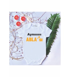 Unisex Bebek Baskılı Aynı Ablası %100 Pamuklu Çıtçıtlı Body Zıbın